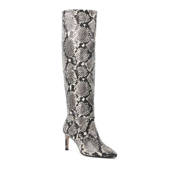 BCBG MAXAZRIA Womens Beige Snake Print Wide Calf Marlo Slip On Slouch Boot 6.5 - Picture 1 of 1
